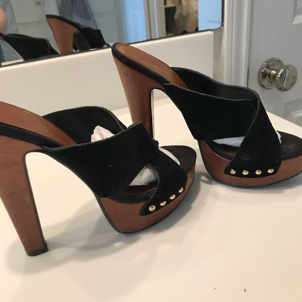 Chinese Laundry Black Suede Chunky Wooden Heel - Picture 3 of 6